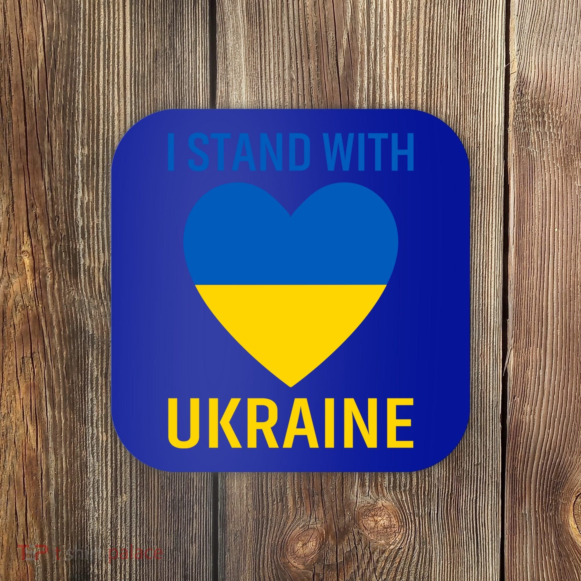 I Stand With Ukraine Ukrainian Flag Gift Coaster