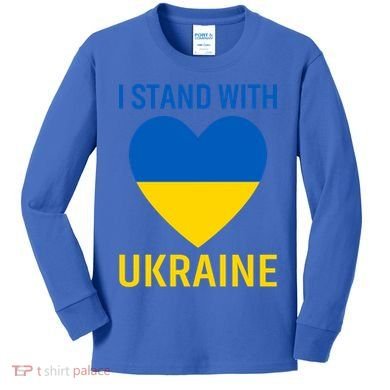 I Stand With Ukraine Ukrainian Flag Gift Kids Long Sleeve Shirt