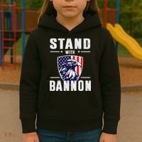 I Stand With Bannon Patriotic Support Kids Hoodie thumb 3
