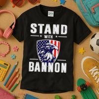 I Stand With Bannon Patriotic Support Kids T-Shirt thumb 3