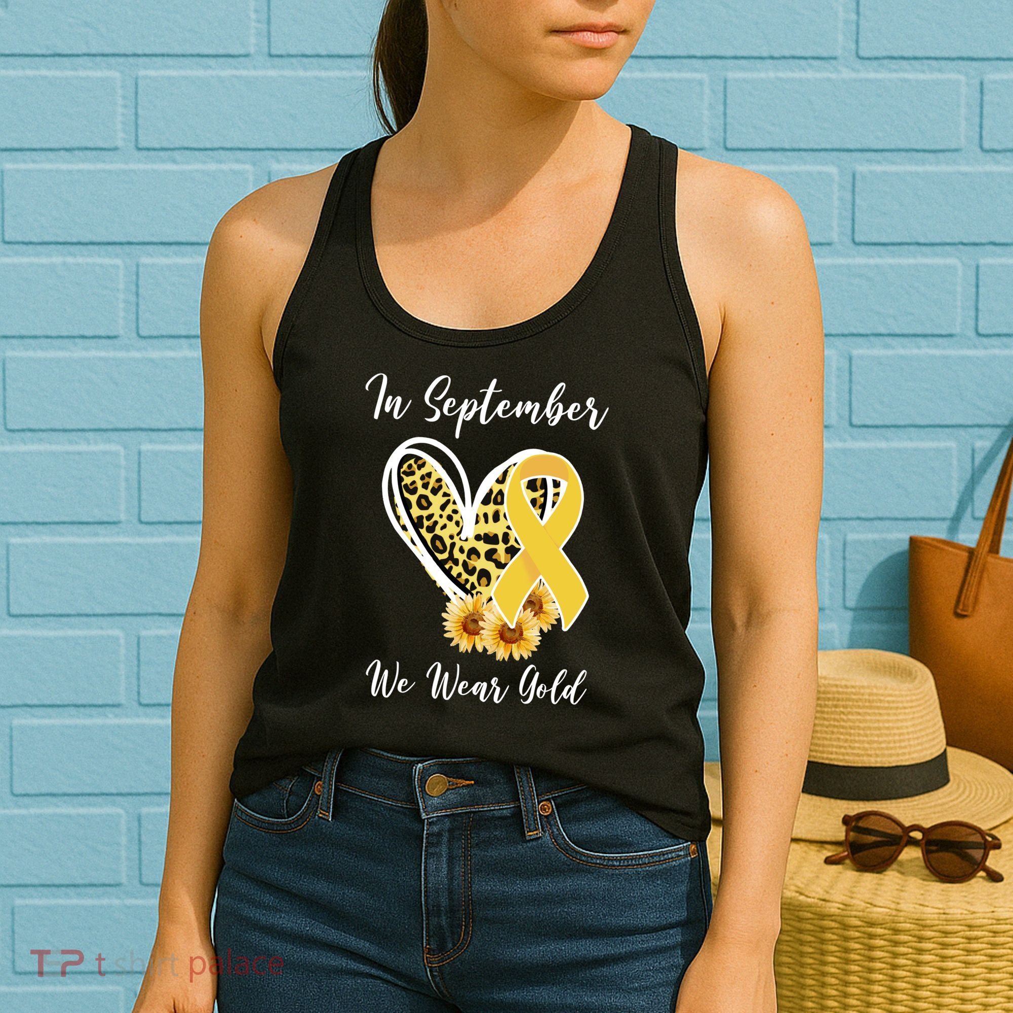 In September We Wear Gold For Childhood Cancer Awareness Women's Tank Top