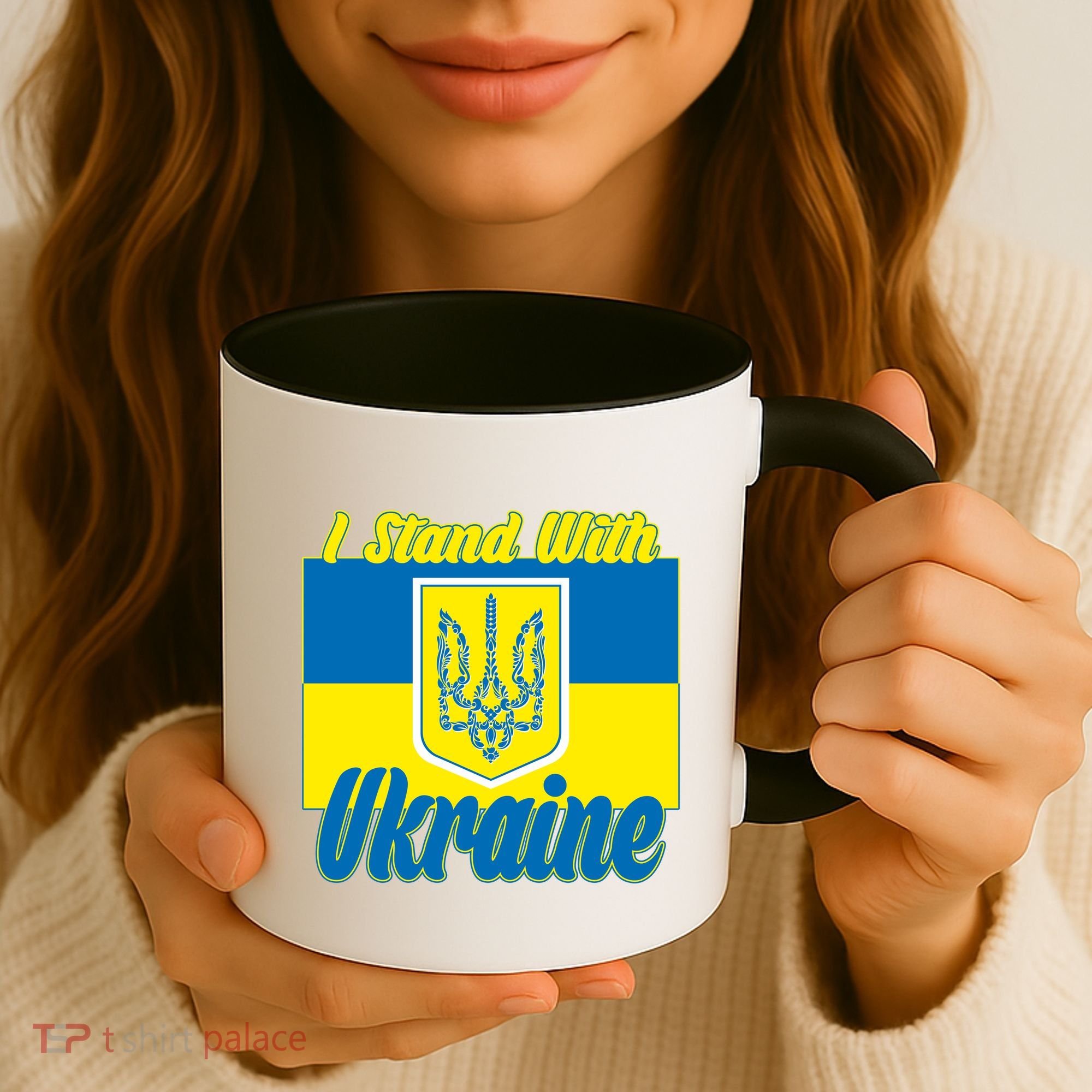 I Stand With Ukraine Coat Of Arms Flag Support Ukraine Coffee Mug