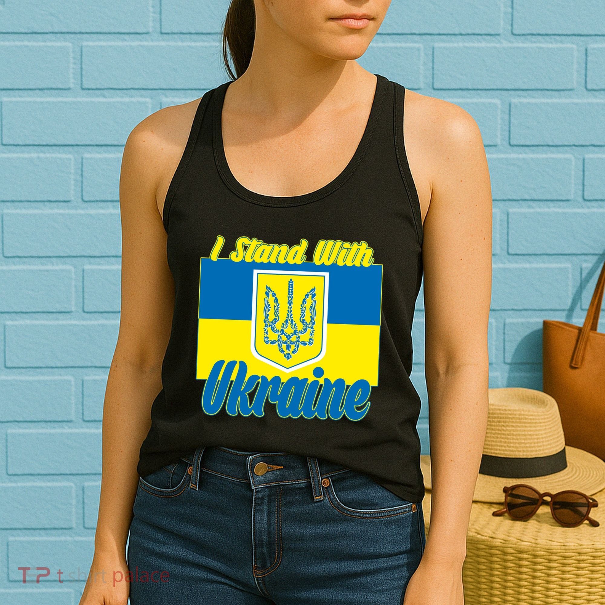 I Stand With Ukraine Coat Of Arms Flag Support Ukraine Women's Tank Top