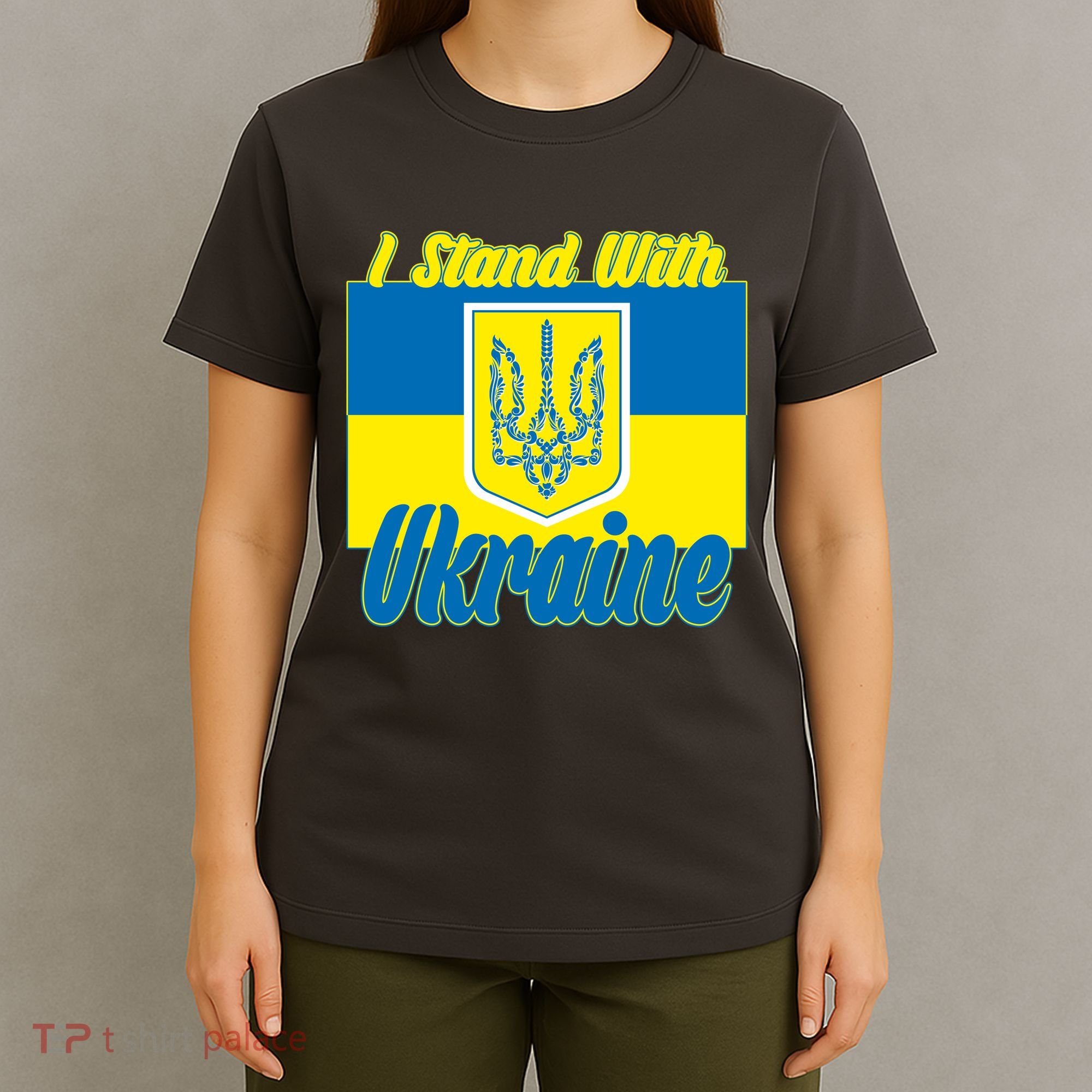 I Stand With Ukraine Coat Of Arms Flag Support Ukraine T-Shirt