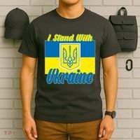 I Stand With Ukraine Coat Of Arms Flag Support Ukraine T-Shirt thumb 6