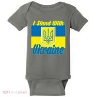 I Stand With Ukraine Coat Of Arms Flag Support Ukraine Baby Bodysuit thumb 0