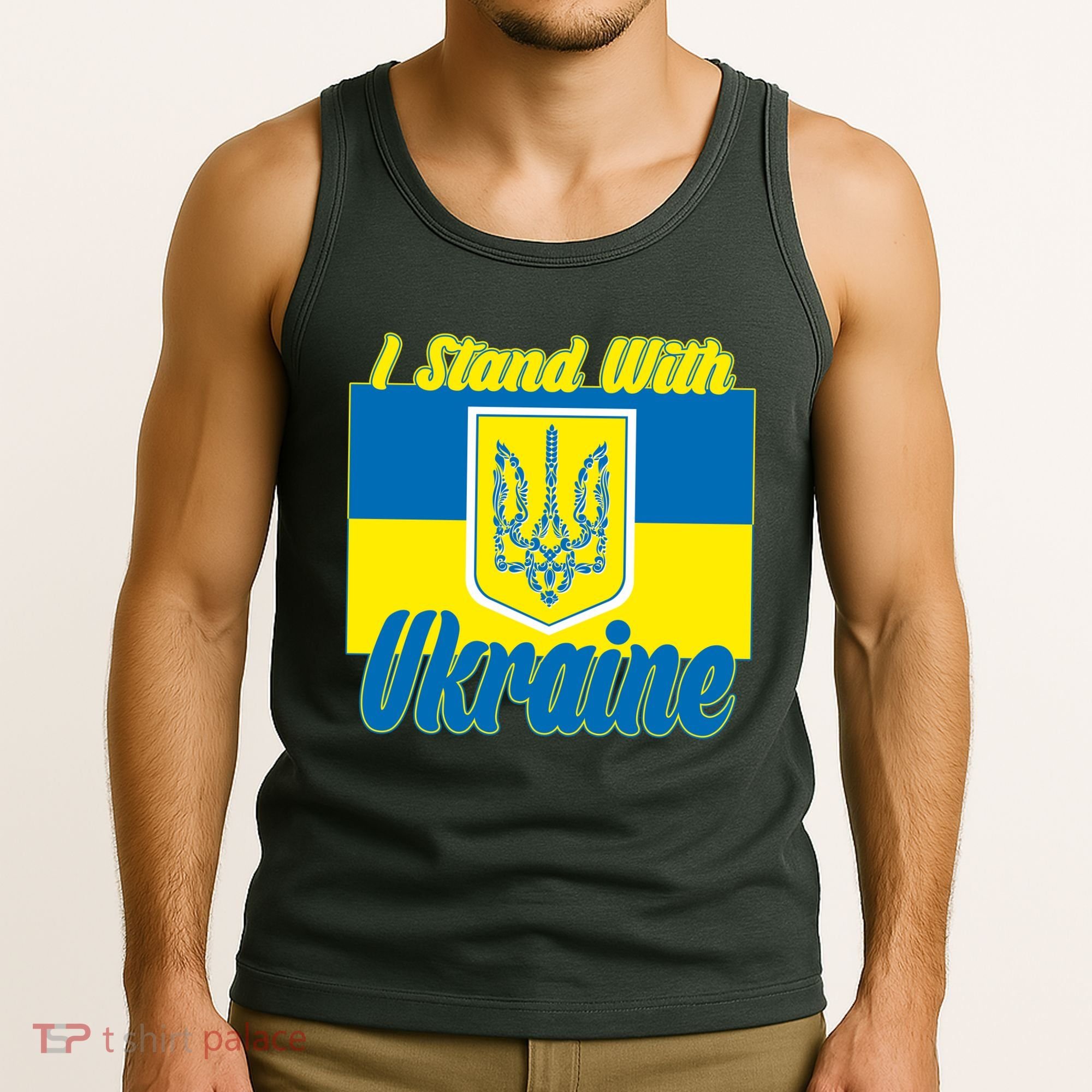 I Stand With Ukraine Coat Of Arms Flag Support Ukraine Tank Top