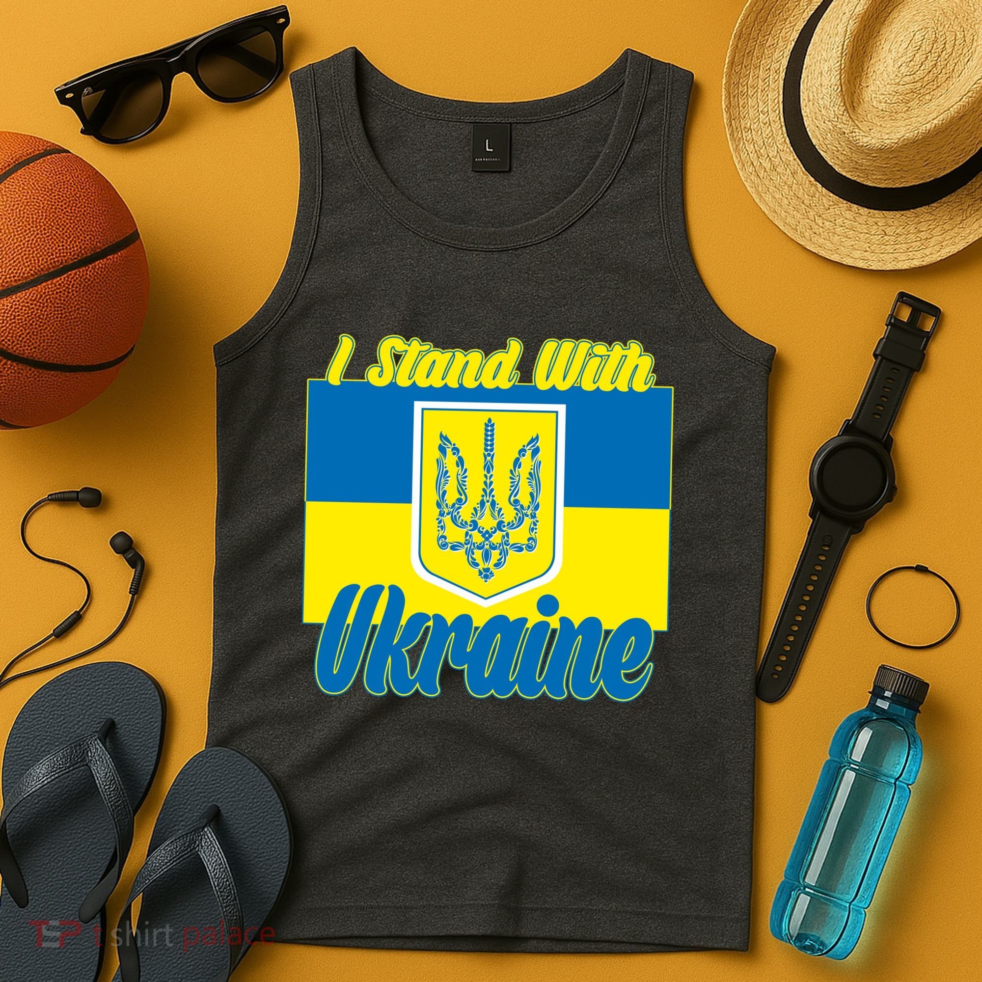 I Stand With Ukraine Coat Of Arms Flag Support Ukraine Tank Top