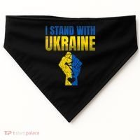 I Stand With Ukraine Ukrainian Flag Support Ukraine Gift USA-Made Doggie Bandana thumb 0