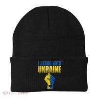I Stand With Ukraine Ukrainian Flag Support Ukraine Gift Beanie thumb 0