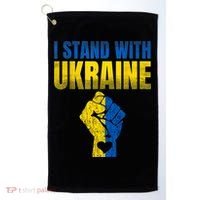 I Stand With Ukraine Ukrainian Flag Support Ukraine Gift Golf Towel thumb 0