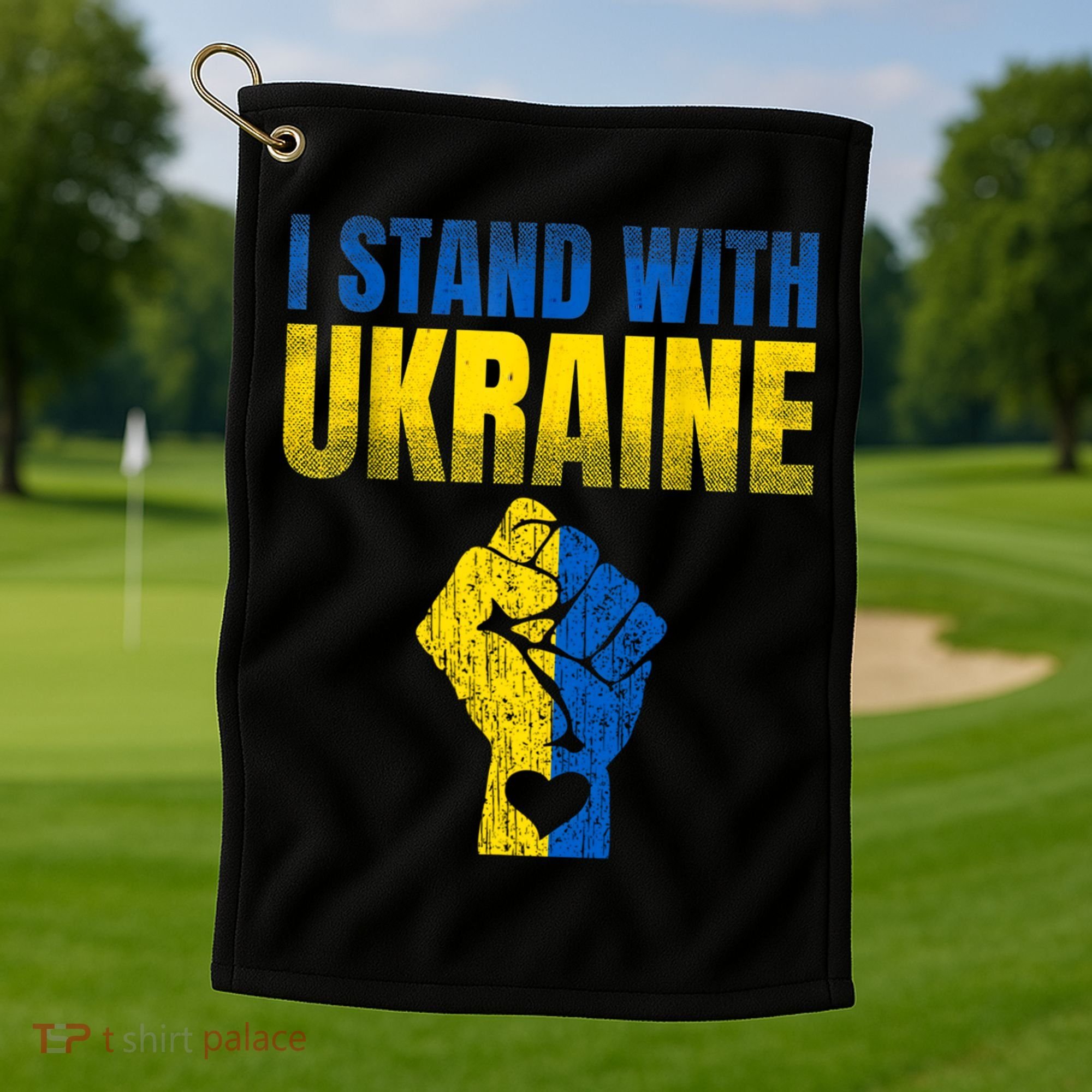 I Stand With Ukraine Ukrainian Flag Support Ukraine Gift Golf Towel