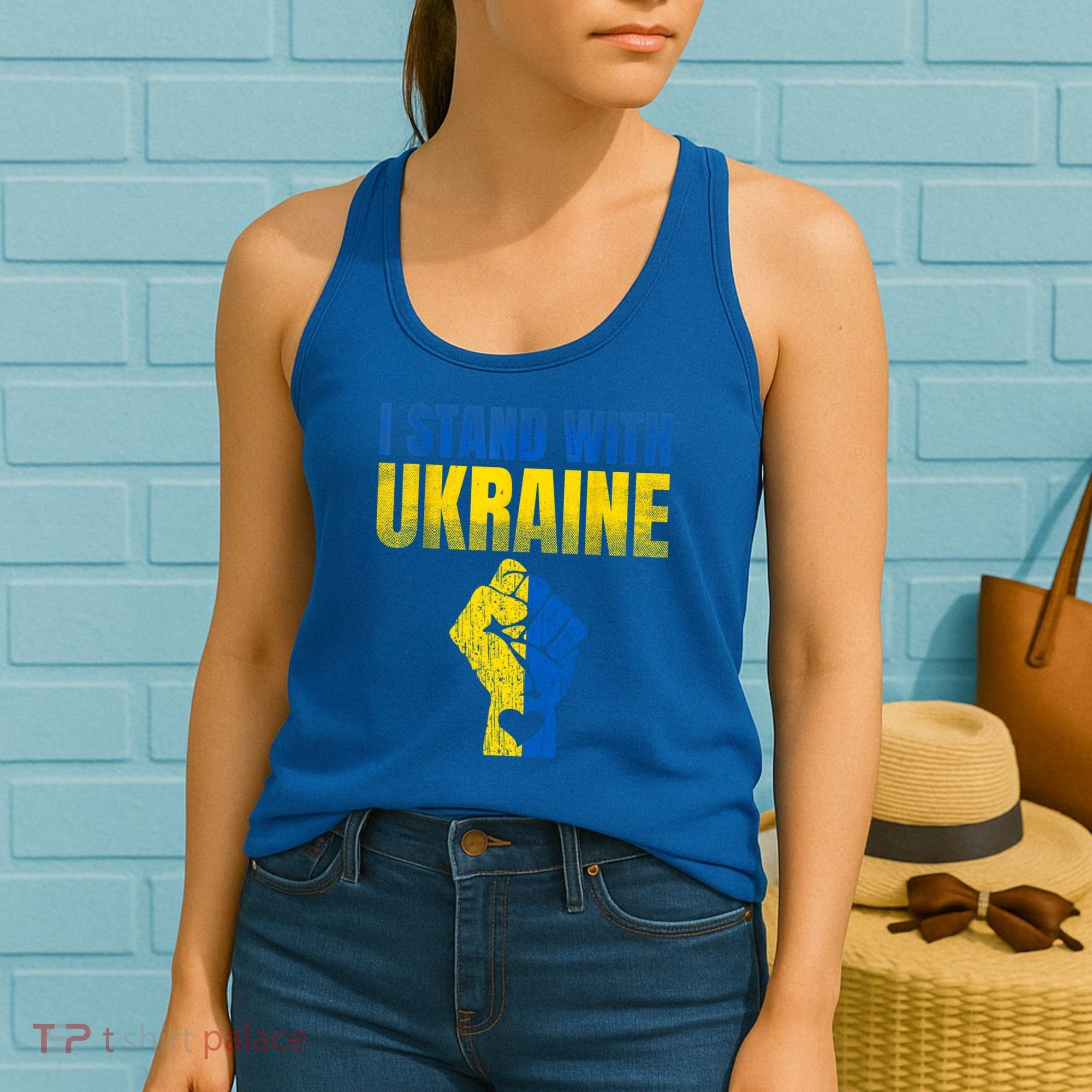 I Stand With Ukraine Ukrainian Flag Support Ukraine Gift Women's Tank Top