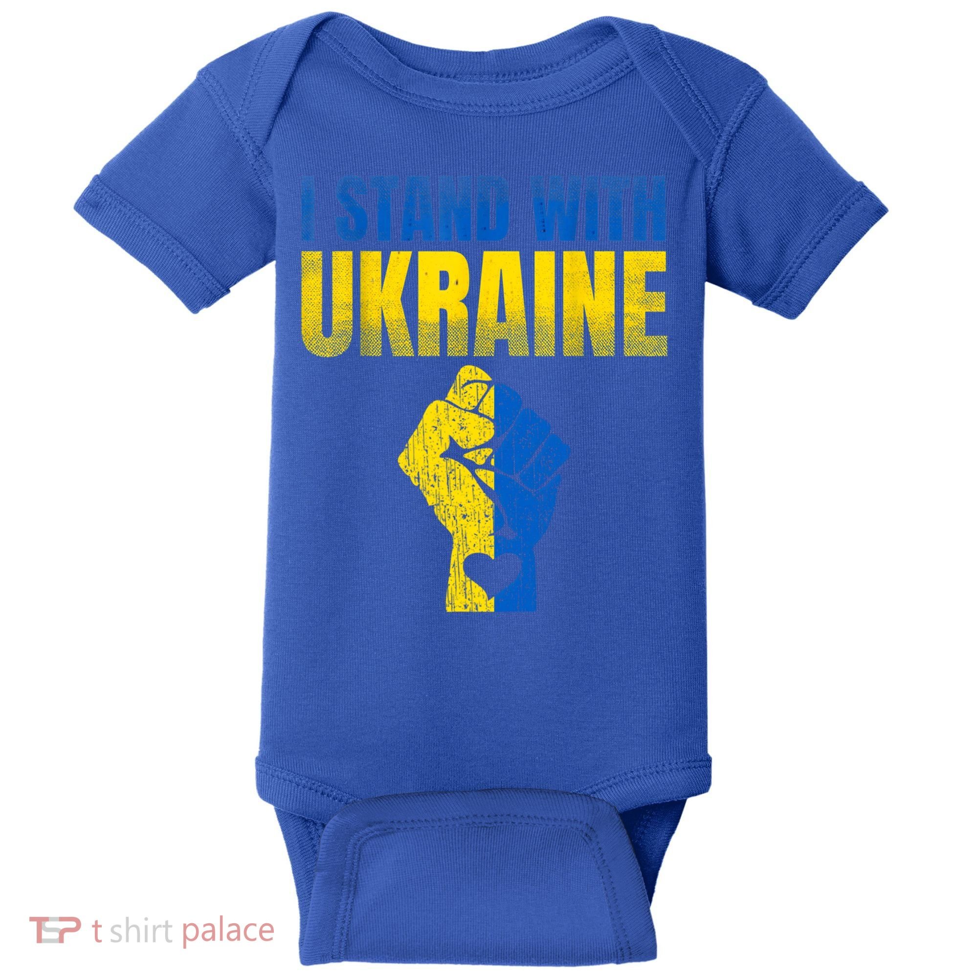 I Stand With Ukraine Ukrainian Flag Support Ukraine Gift Baby Bodysuit