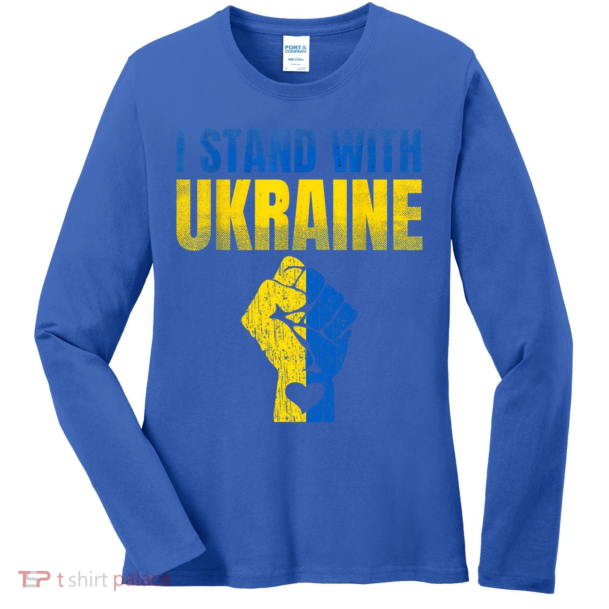 I Stand With Ukraine Ukrainian Flag Support Ukraine Gift Women's Long Sleeve Shirt