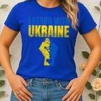 I Stand With Ukraine Ukrainian Flag Support Ukraine Gift Women's T-Shirt thumb 2