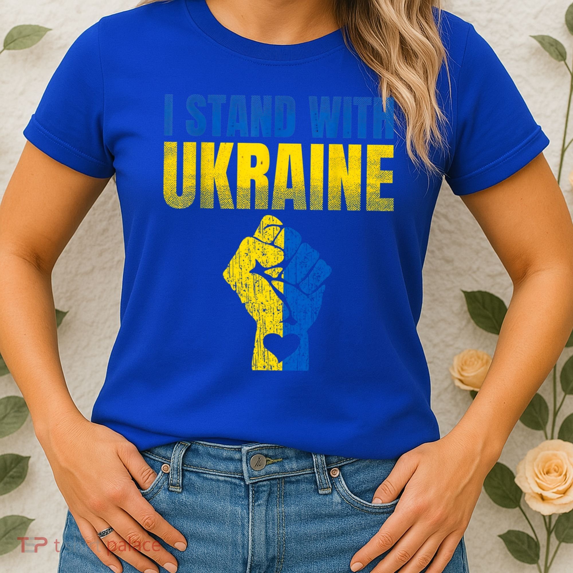 I Stand With Ukraine Ukrainian Flag Support Ukraine Gift Women's T-Shirt