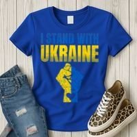 I Stand With Ukraine Ukrainian Flag Support Ukraine Gift Women's T-Shirt thumb 3