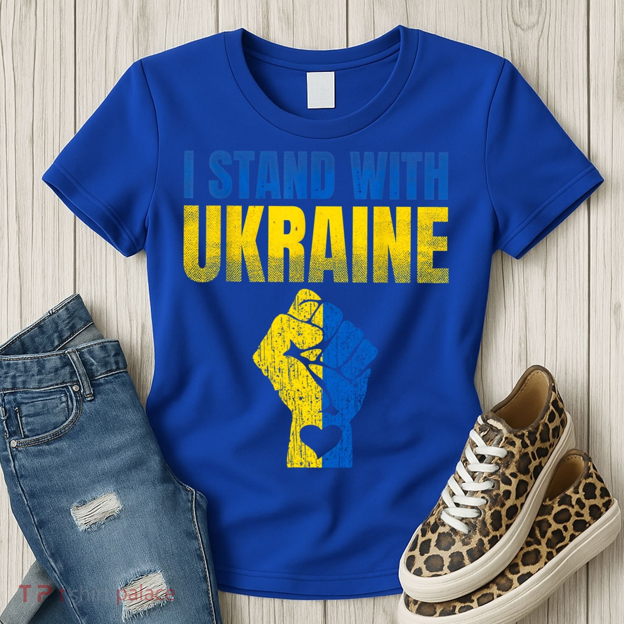 I Stand With Ukraine Ukrainian Flag Support Ukraine Gift Women's T-Shirt