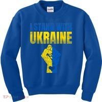I Stand With Ukraine Ukrainian Flag Support Ukraine Gift Kids Sweatshirt thumb 0