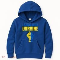 I Stand With Ukraine Ukrainian Flag Support Ukraine Gift Kids Hoodie thumb 0