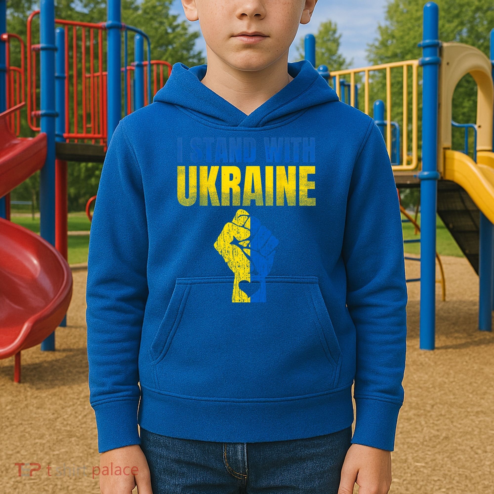 I Stand With Ukraine Ukrainian Flag Support Ukraine Gift Kids Hoodie