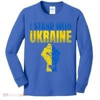 I Stand With Ukraine Ukrainian Flag Support Ukraine Gift Kids Long Sleeve Shirt thumb 0