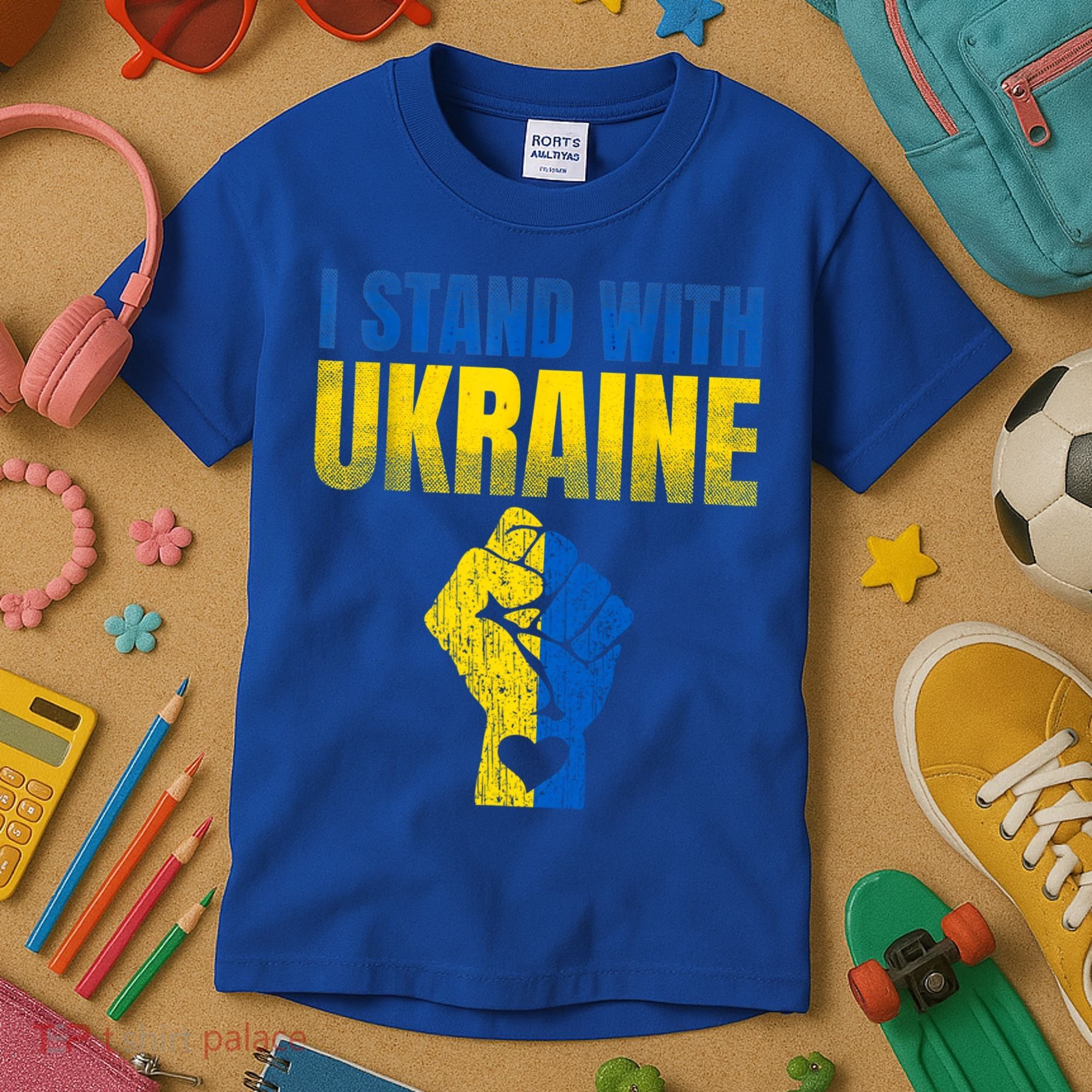 I Stand With Ukraine Ukrainian Flag Support Ukraine Gift Kids T-Shirt