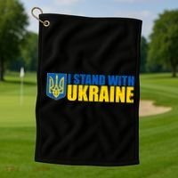 I Stand With Ukraine War Golf Towel thumb 1