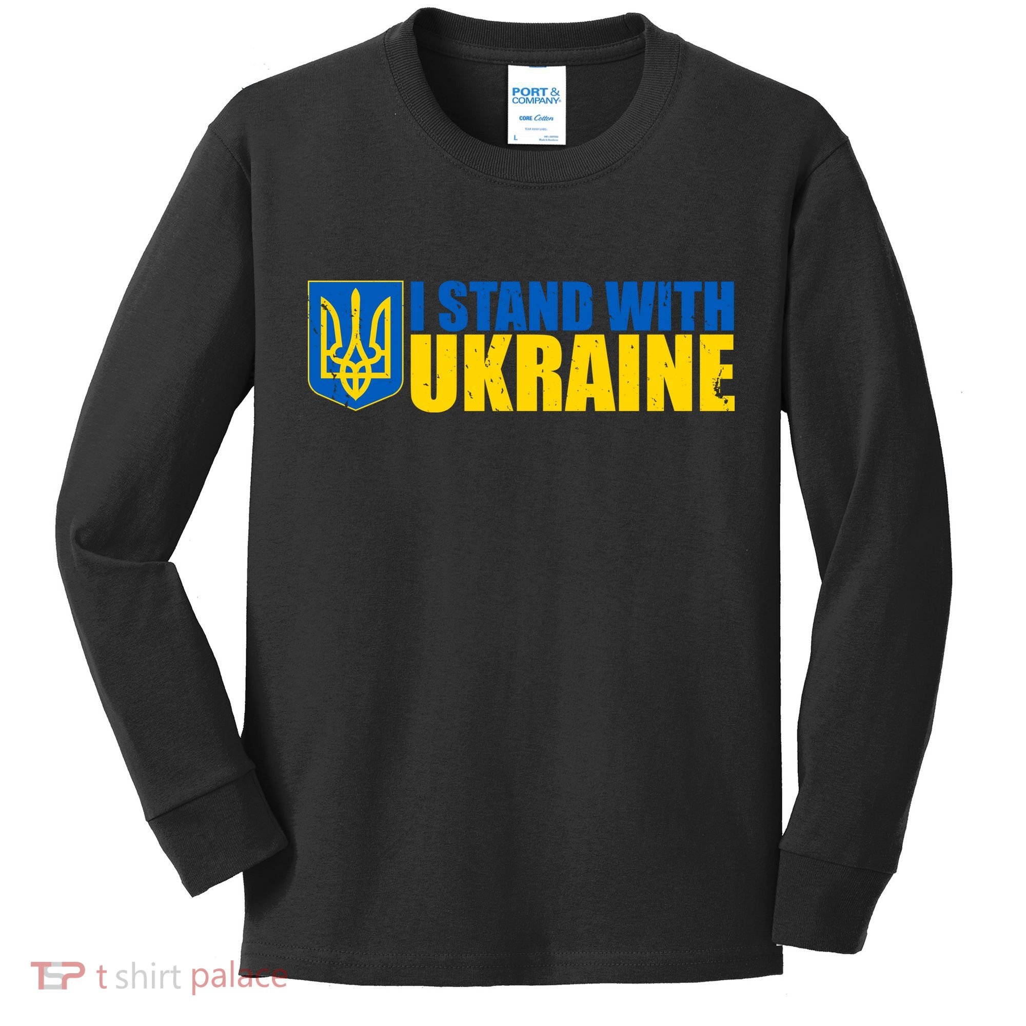 I Stand With Ukraine War Kids Long Sleeve Shirt