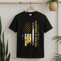 In September We Wear Gold Us Flag Childhood Cancer Awareness T-Shirt thumb 2