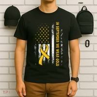 In September We Wear Gold Us Flag Childhood Cancer Awareness T-Shirt thumb 6