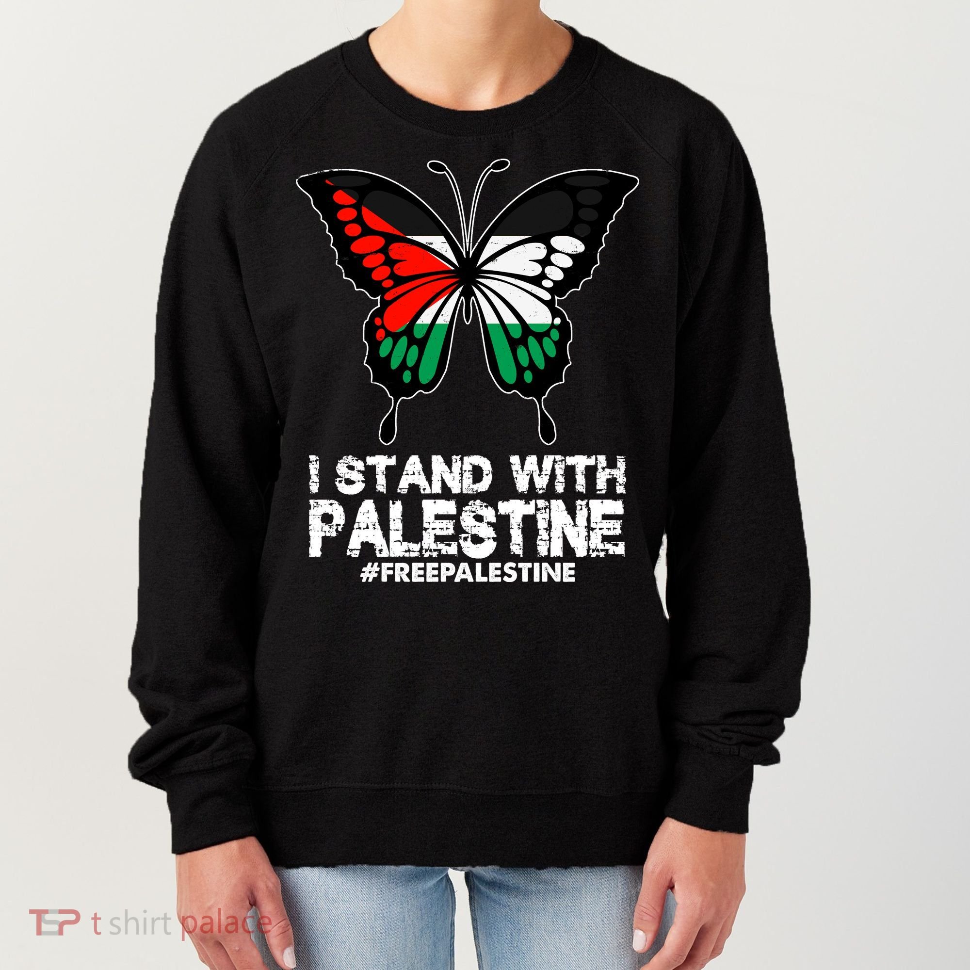 I Stand With Palestine Free Palestine Butterfly Women's Sweatshirt