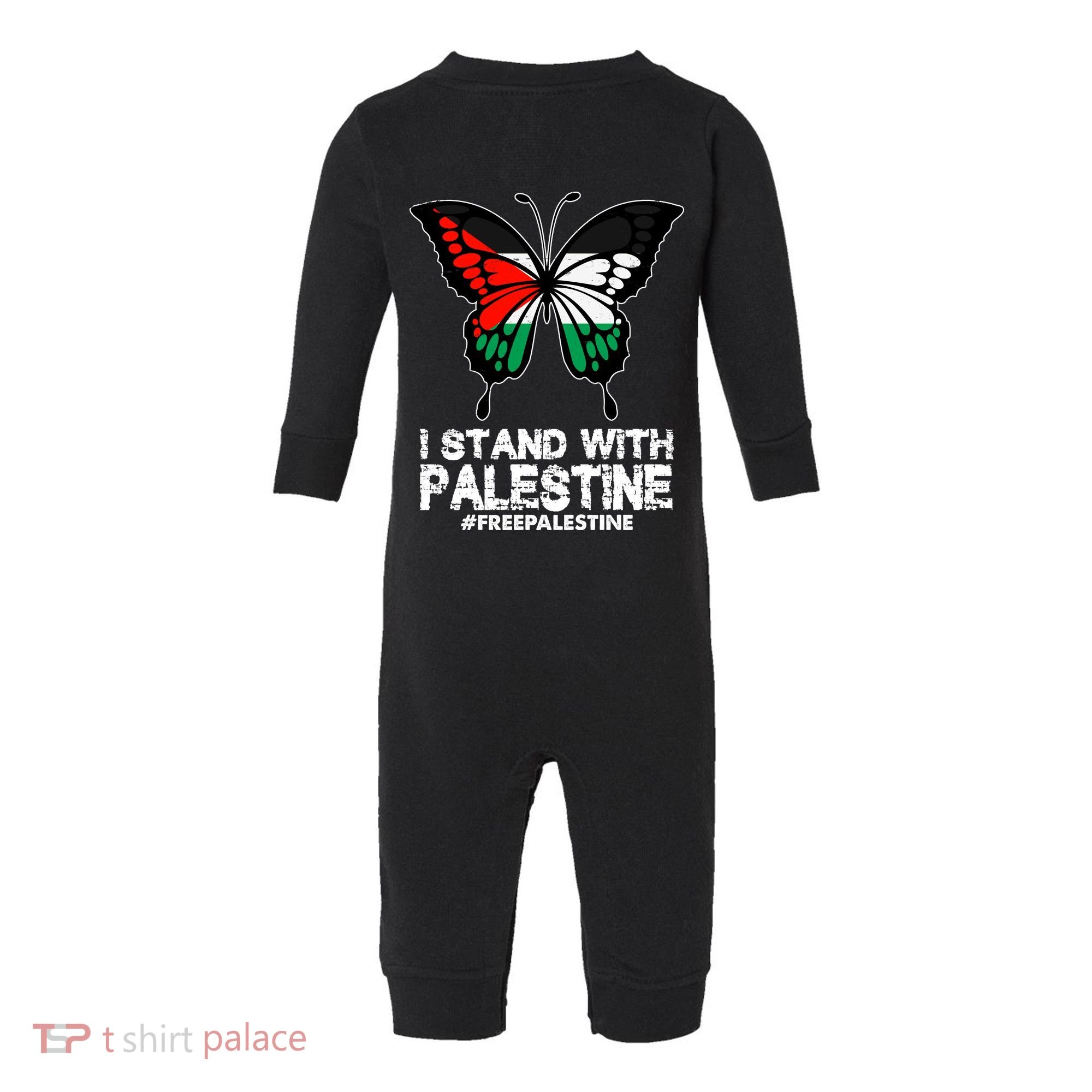 I Stand With Palestine Free Palestine Butterfly Infant Fleece One Piece