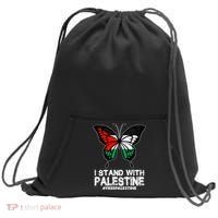 I Stand With Palestine Free Palestine Butterfly Sweatshirt Cinch Pack Bag thumb 0