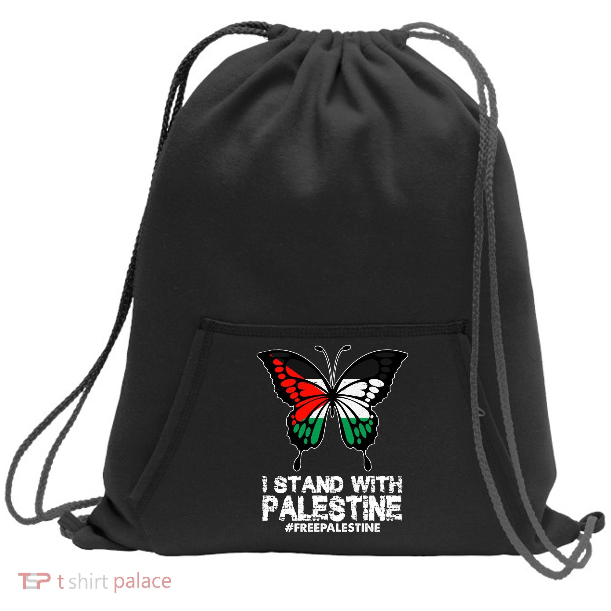 I Stand With Palestine Free Palestine Butterfly Sweatshirt Cinch Pack Bag