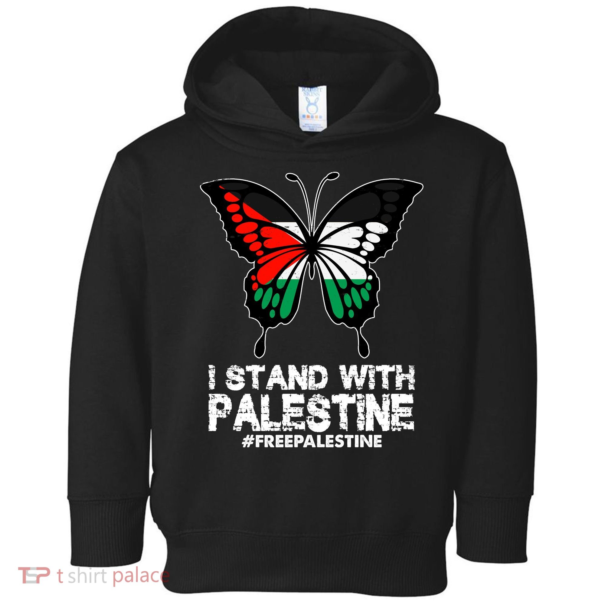 I Stand With Palestine Free Palestine Butterfly Toddler Hoodie