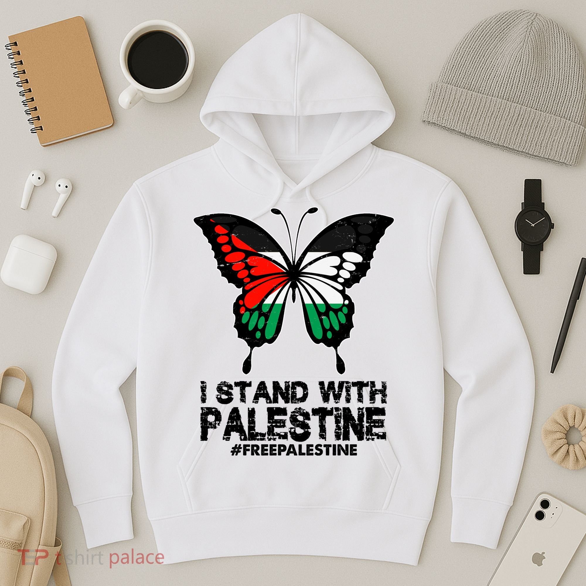 I Stand With Palestine Free Palestine Butterfly Hoodie