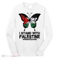 I Stand With Palestine Free Palestine Butterfly Long Sleeve Shirt thumb 0