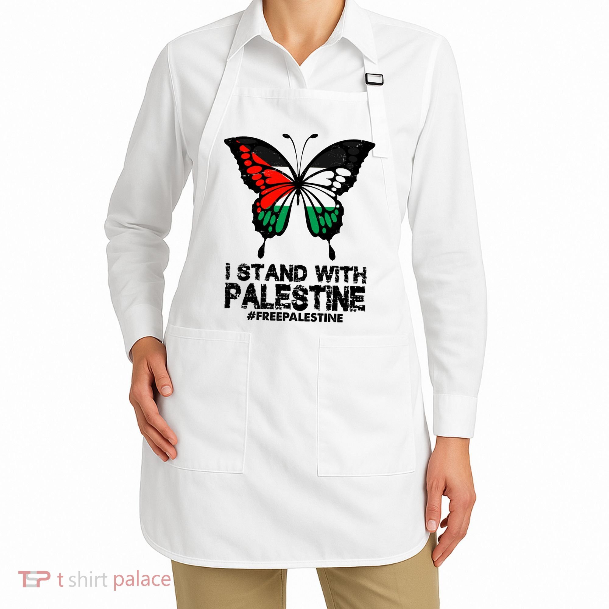 I Stand With Palestine Free Palestine Butterfly Apron