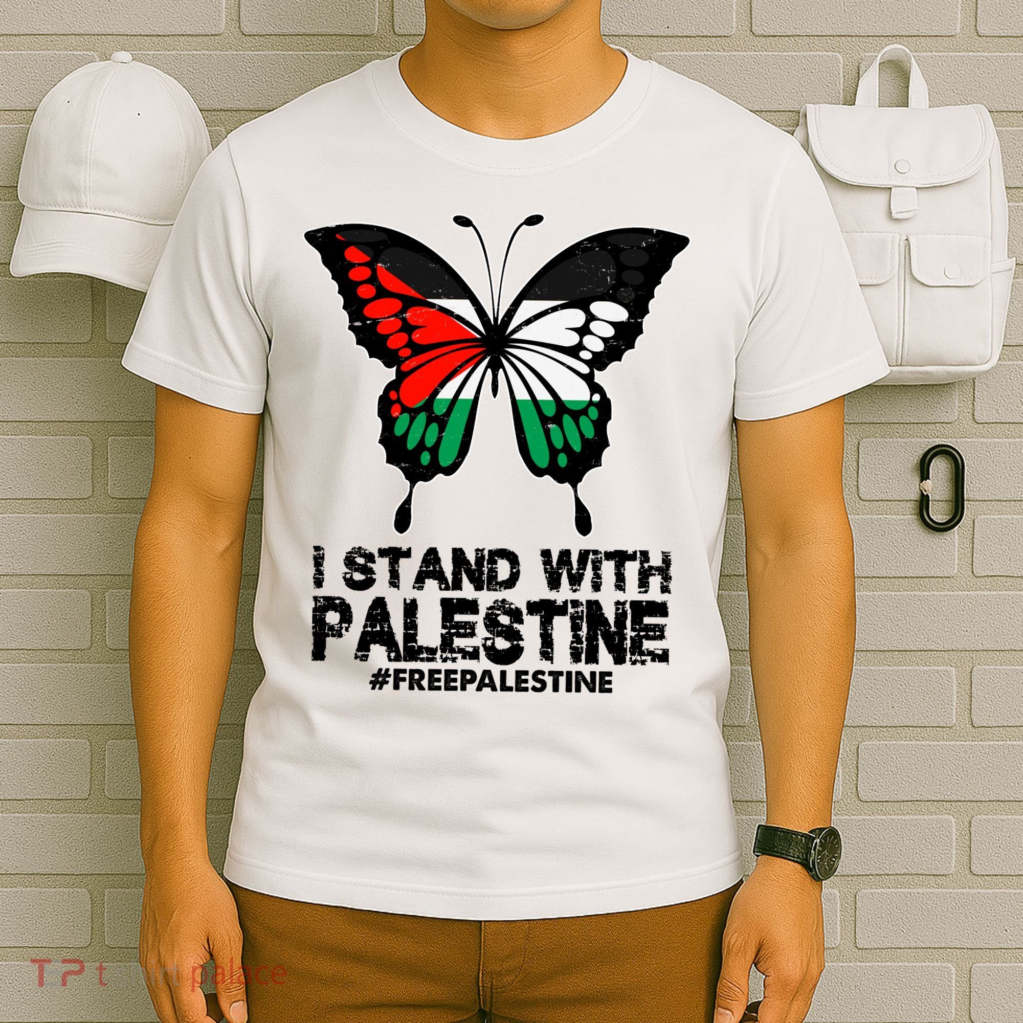 I Stand With Palestine Free Palestine Butterfly T-Shirt