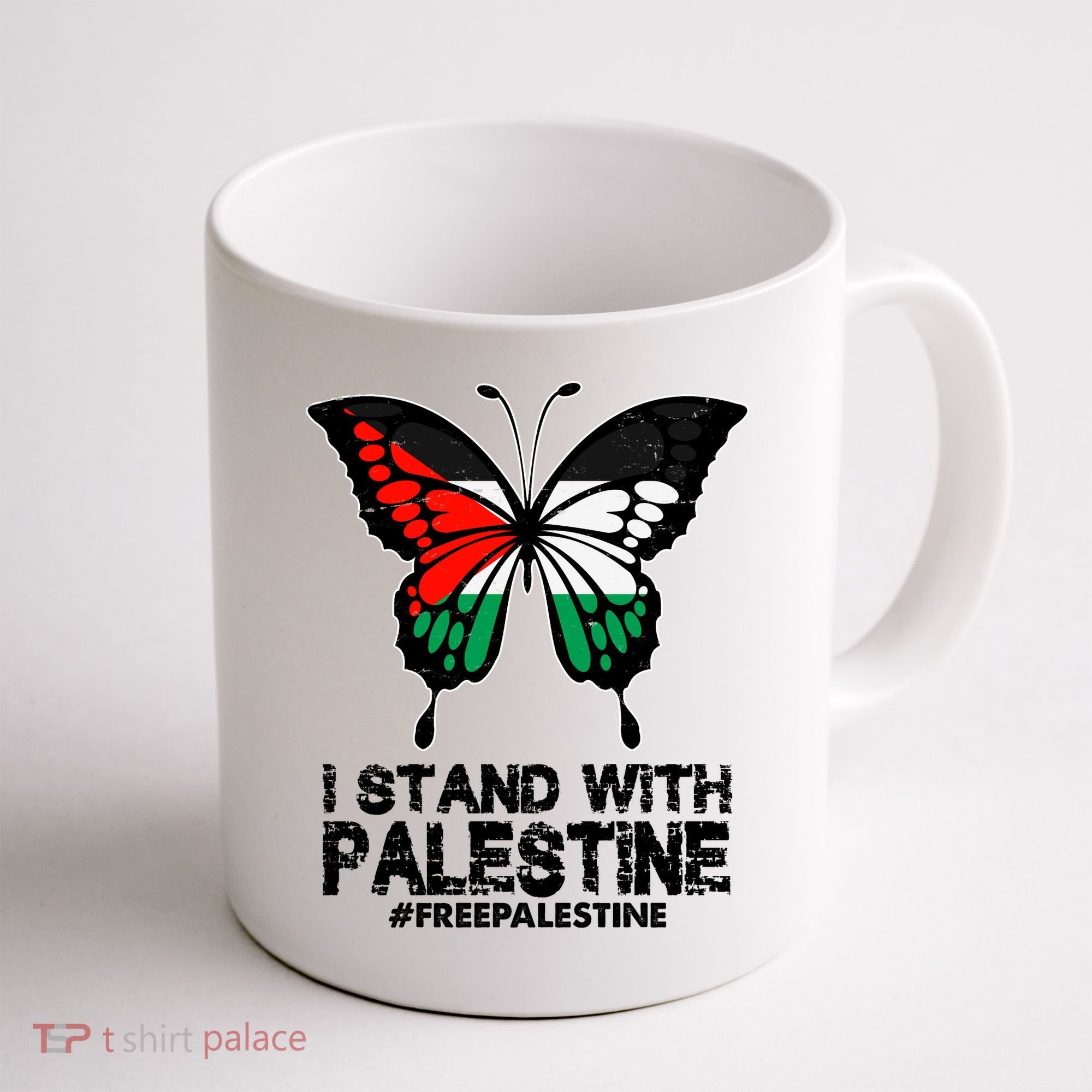 I Stand With Palestine Free Palestine Butterfly Coffee Mug