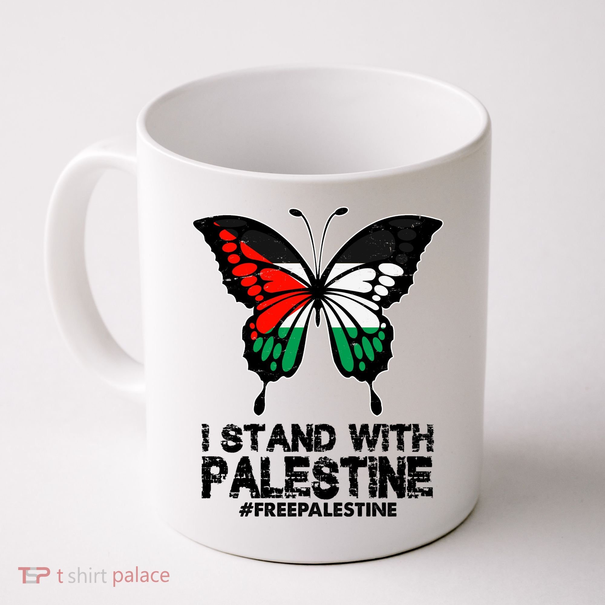 I Stand With Palestine Free Palestine Butterfly Coffee Mug