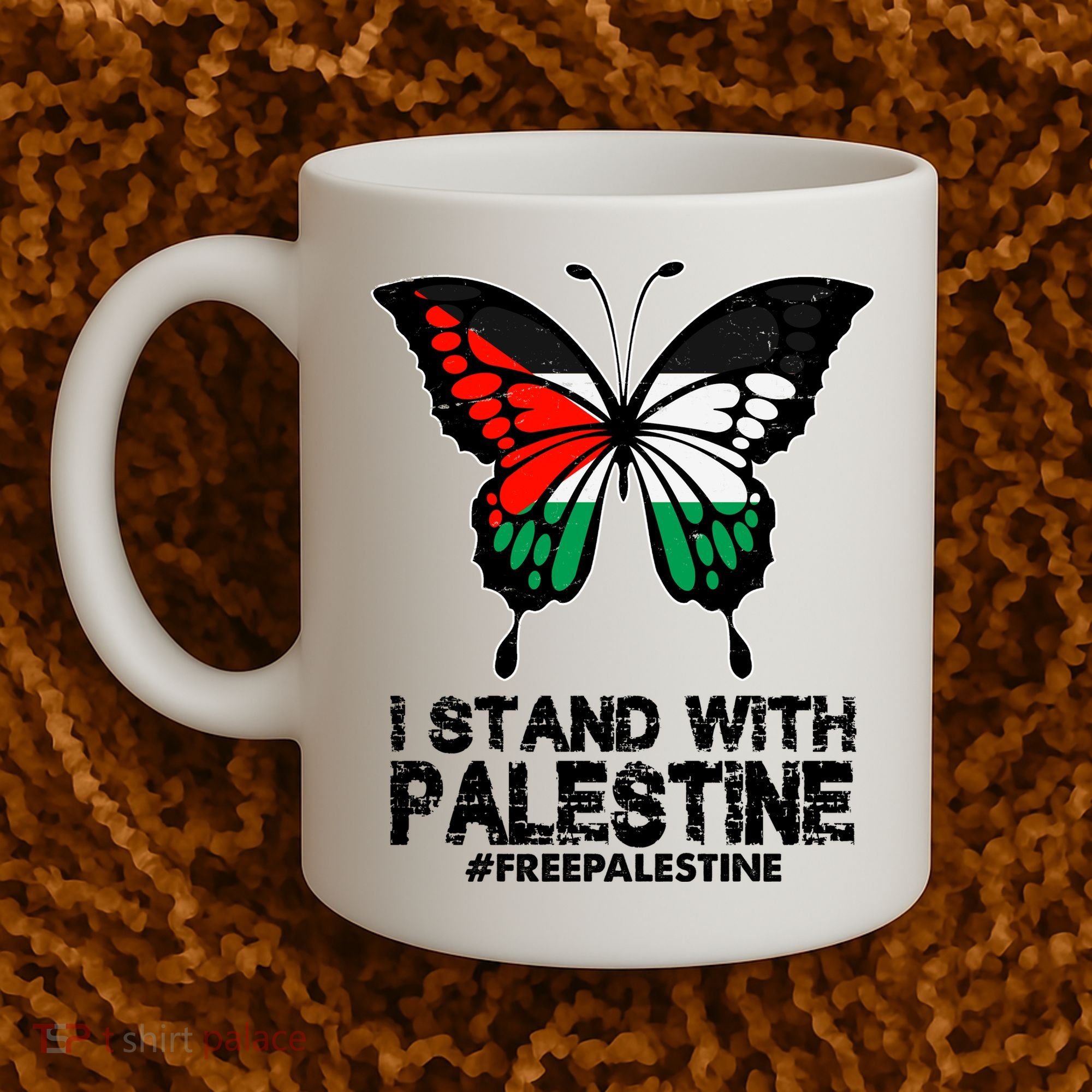 I Stand With Palestine Free Palestine Butterfly Coffee Mug