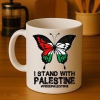 I Stand With Palestine Free Palestine Butterfly Coffee Mug thumb 4