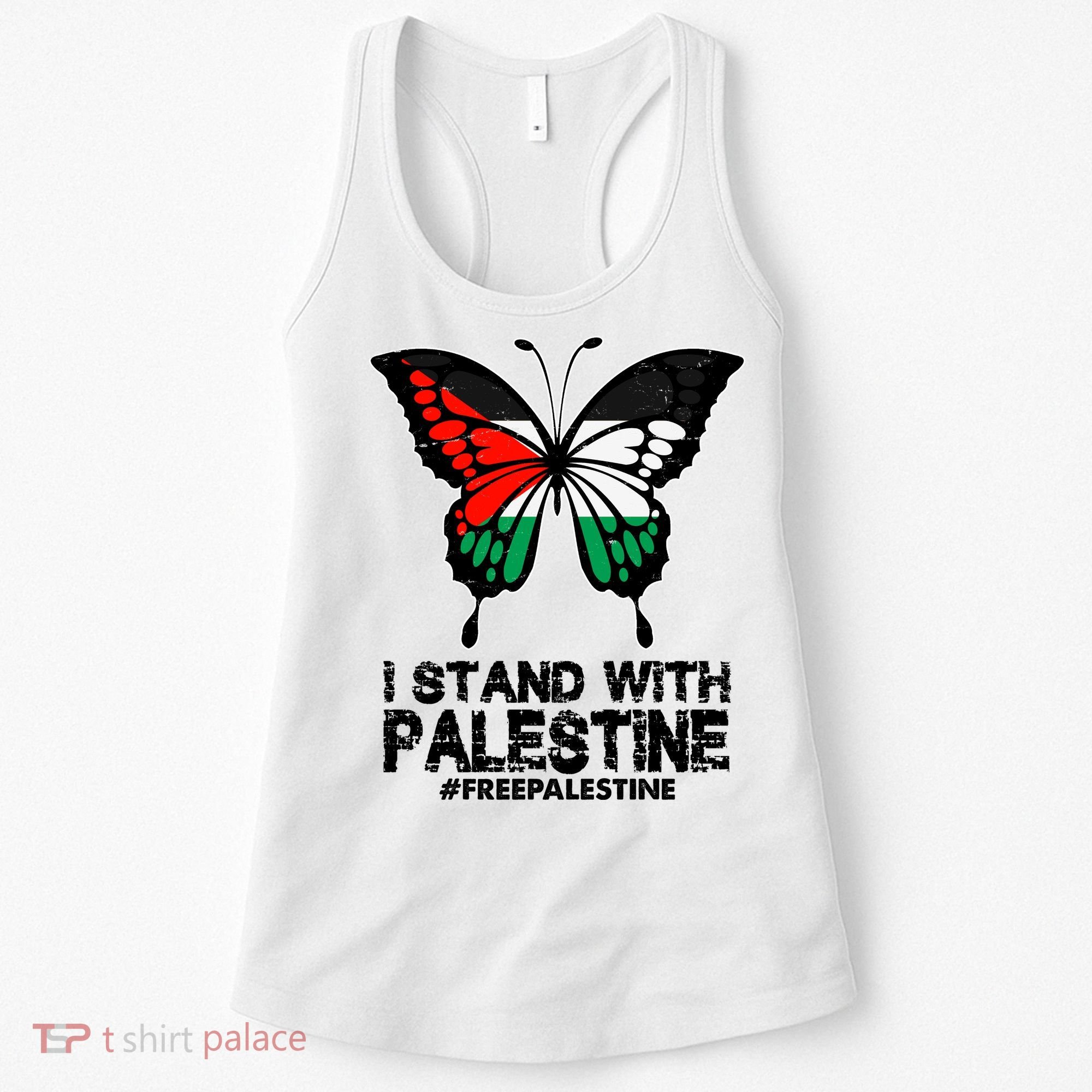 I Stand With Palestine Free Palestine Butterfly Women's Tank Top