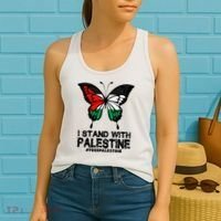 I Stand With Palestine Free Palestine Butterfly Women's Tank Top thumb 2
