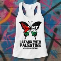 I Stand With Palestine Free Palestine Butterfly Women's Tank Top thumb 3
