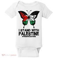 I Stand With Palestine Free Palestine Butterfly Baby Bodysuit thumb 0