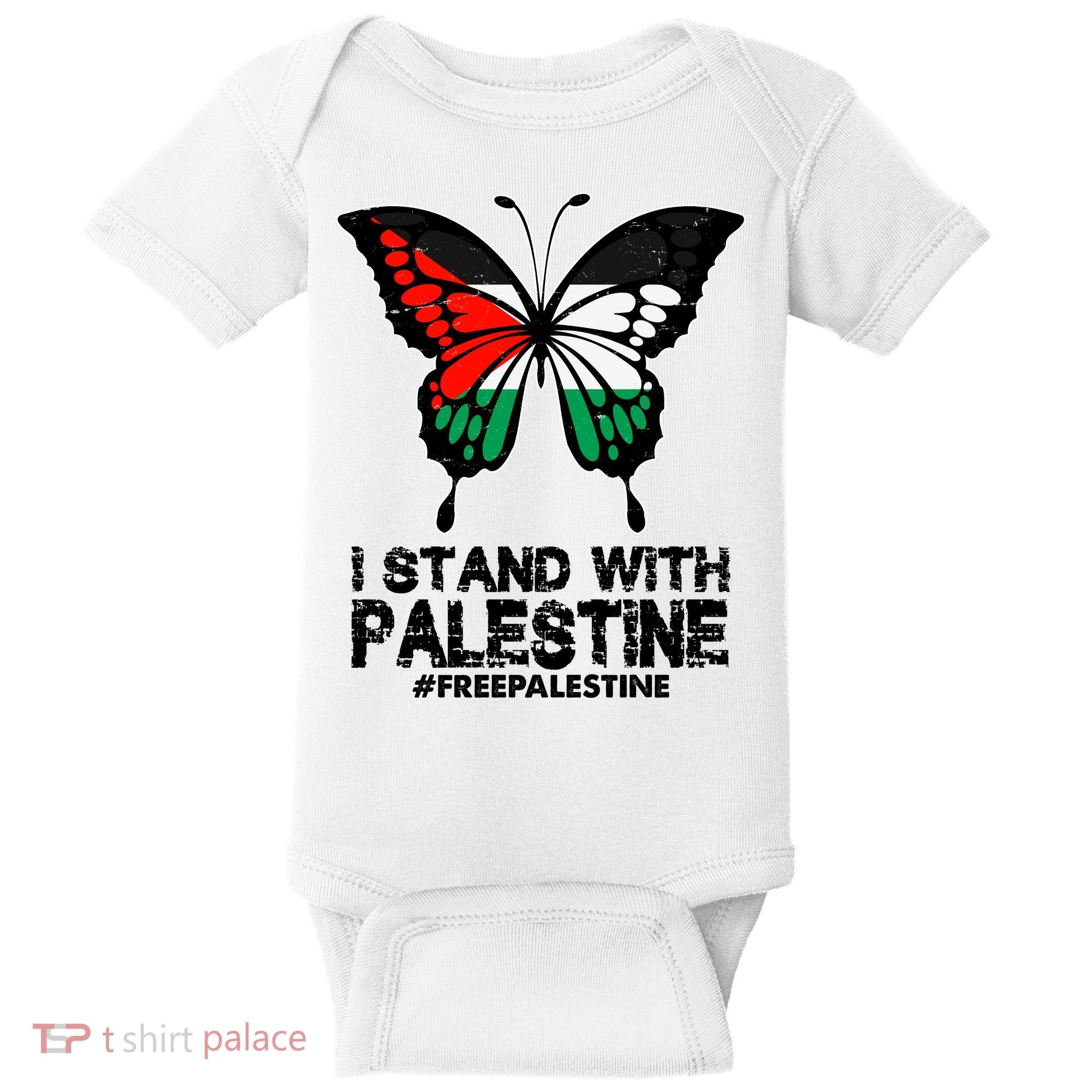 I Stand With Palestine Free Palestine Butterfly Baby Bodysuit